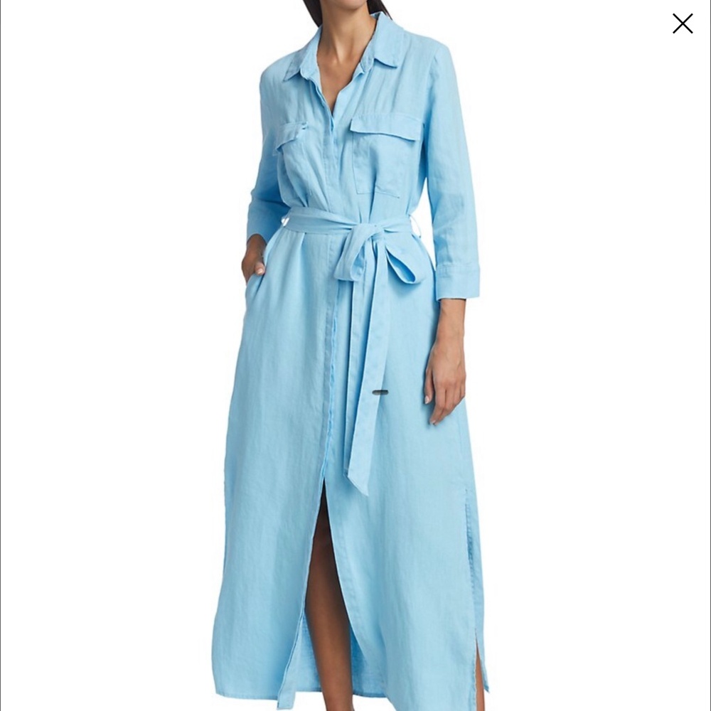 NWT L'AGENCE Cameron linen maxi shirtdress XS